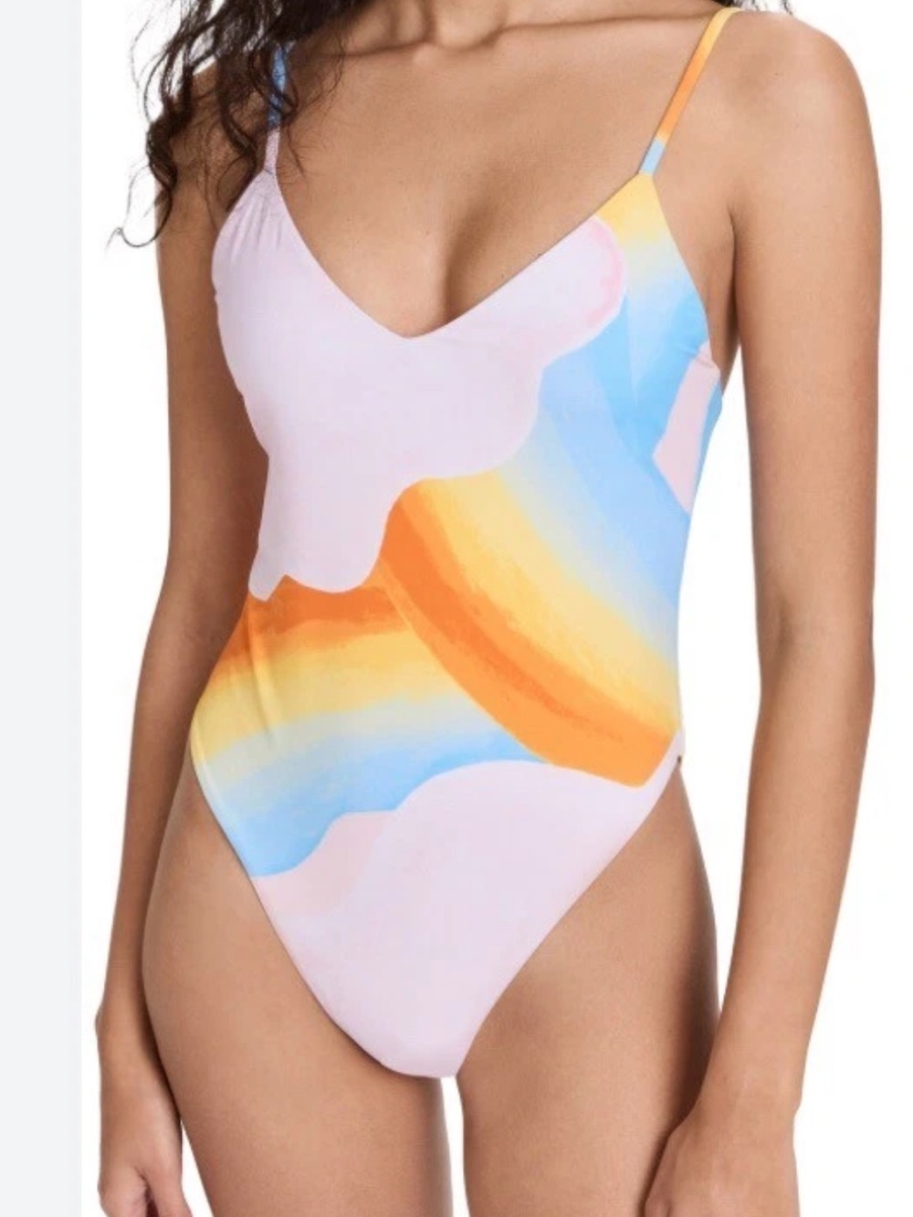 MARA HOFFMAN RAINBOW PINK CHRISHELL ONE PIECE Swim Medium